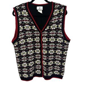 Cape Cod Vintage Fair Isle Sweater Vest Size Large Sleeveless Knitted Made USA